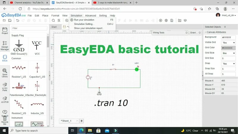 Basic Tutorials For Beginners For Easyeda Simplest Circuit Simulation