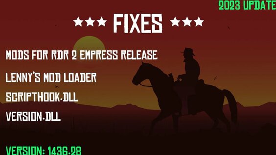 All Fixes for RDR 2 mods for Empress release version 1436.28 [2023 ...