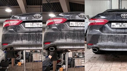 Установка насадок глушителя на Toyota Camry V70
