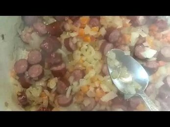 Гороховый суп с копчёностями в казане