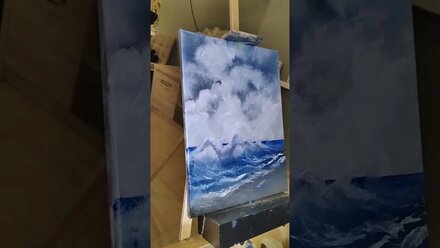 Painting drawing sea process/ Painting process from Bob Ross video #shots #painting #bobross
