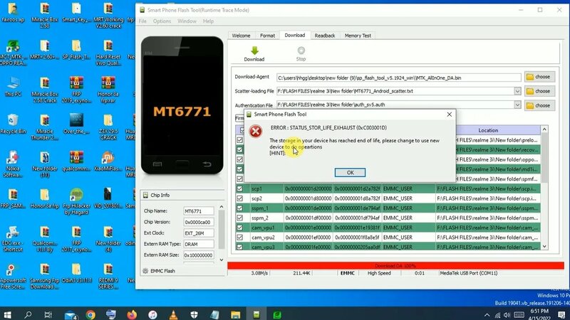 Realme 3i Flashing Error, The Storage in your device has reached end of ...