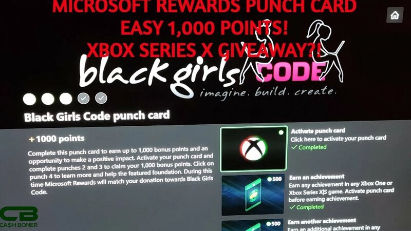 Black Girls Code Microsoft Rewards Punch Card - 1,000 Easy Points ...