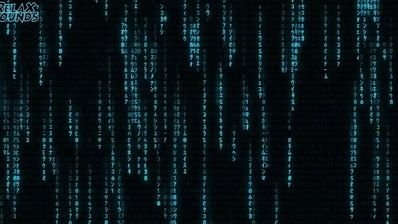1 hour Blue Matrix rain code with rain sounds , Matrix Wallpaper ...