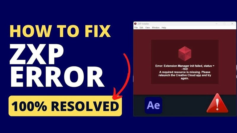 How to Fix ZXP Installer Error: Extension Manager init failed, | Error ...