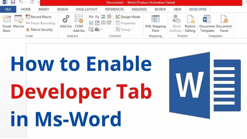 How to Show Developer Tab In Ms Word | Enable Developer Tab Word ...