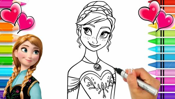 Coloring Frozen Elsa & Anna Coloring Book Page Prismacolor Colored Pencils