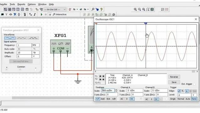 Use of Function Generator and Waveform on Oscilloscope CRO in Multisim ...