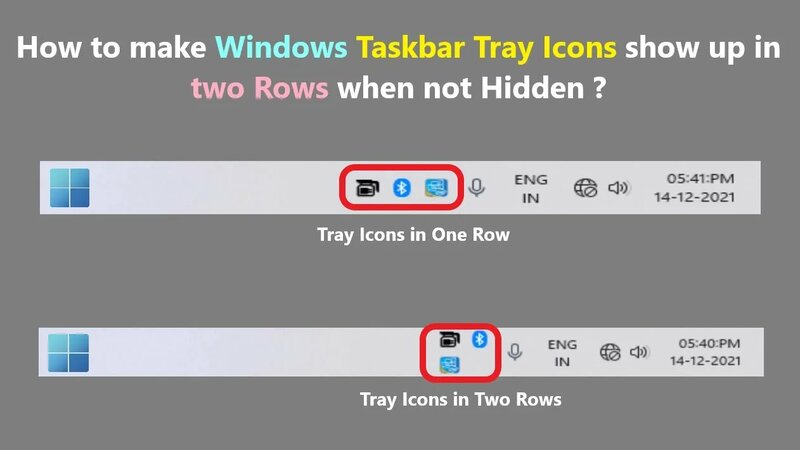 How to make Windows Taskbar Tray Icons show up in two Rows when not ...