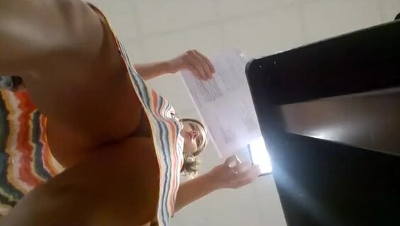 Upskirt teacher in the classroom 💛no porn yes panties