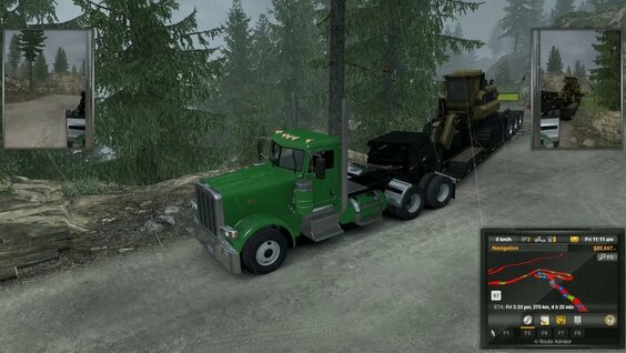 American Truck Simulator.  Huge load down the mountain.  Then a top secret load