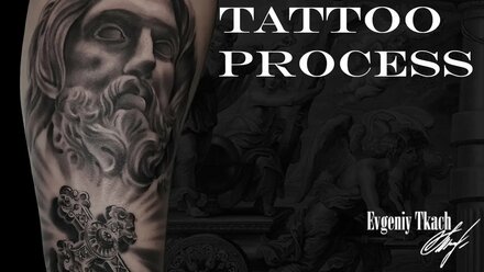 Timelapse Tattoo. Процесс нанесения татуировки. Иисус.