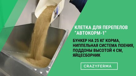 Клетка "Автокорм" для перепелов с бункером на 25 кг