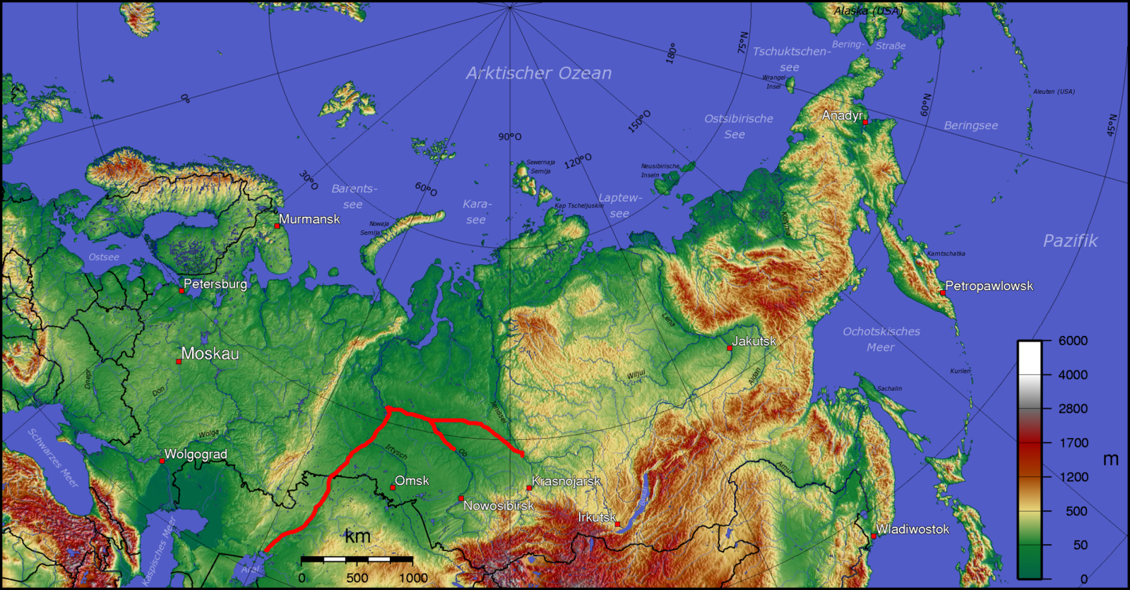 Схема поворота сибирских рек. Источник: wikimedia.org