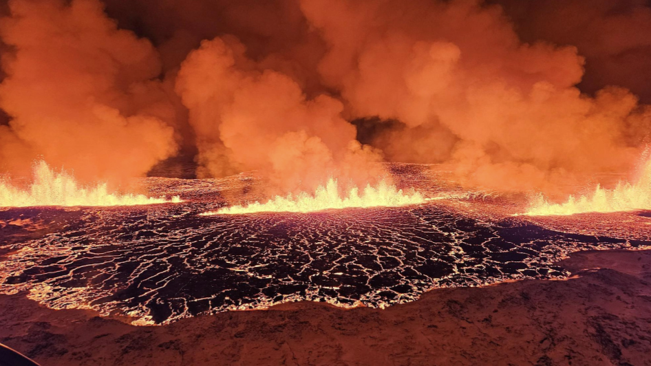 Извержение в районе горы Силингарфелл в декабре 2023 года. Источник: Icelandic Meteorological Office