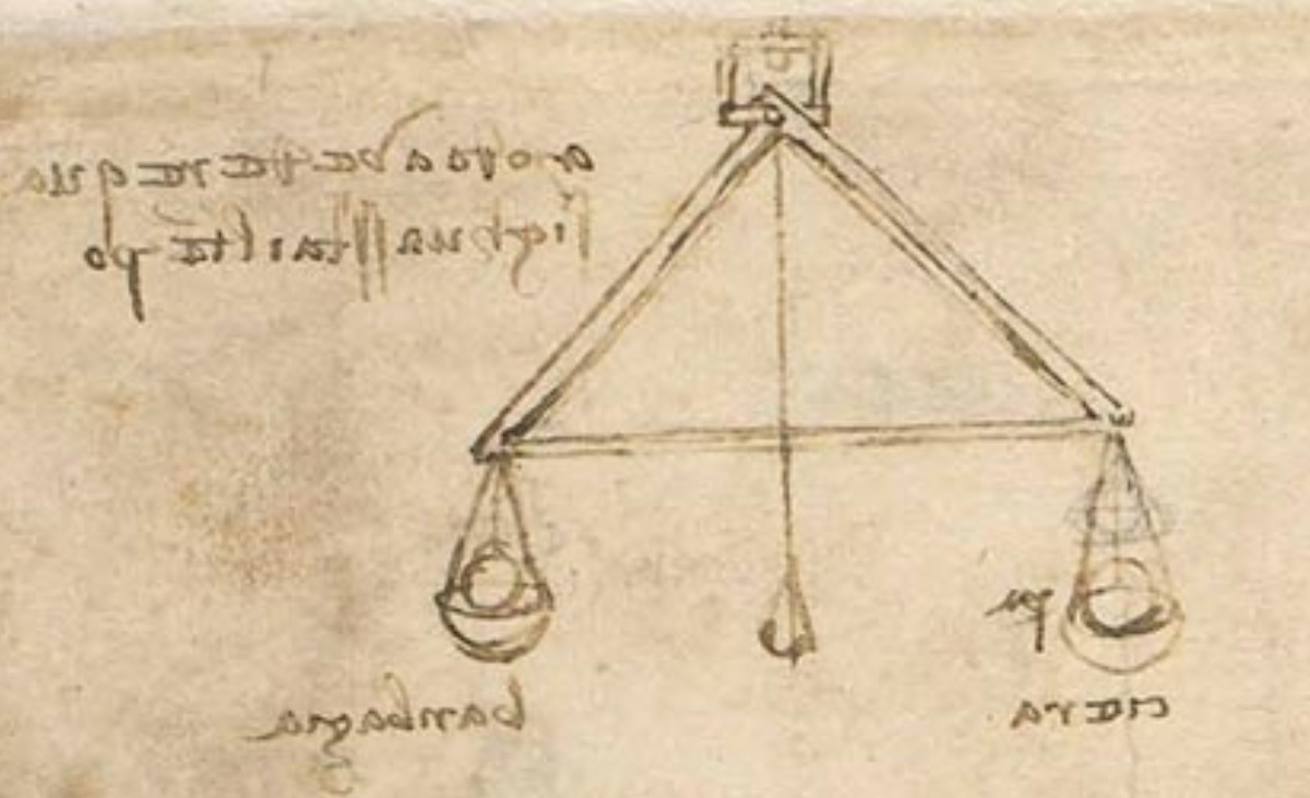 Da Vinci's hygrometer drawing. Source: Codex Atlanticus: https://codex-atlanticus.it/#/Detail?detail=30