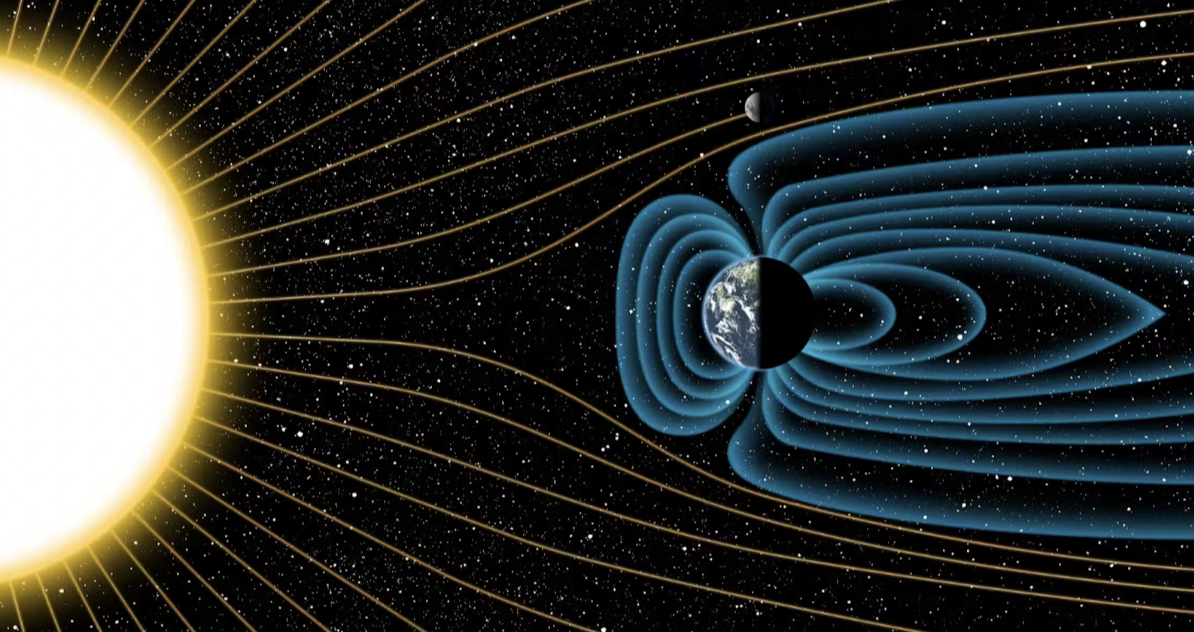 Магнитное поле Земли под воздействием солнечного ветра. Источник: Michael Osadciw / University of Rochester/