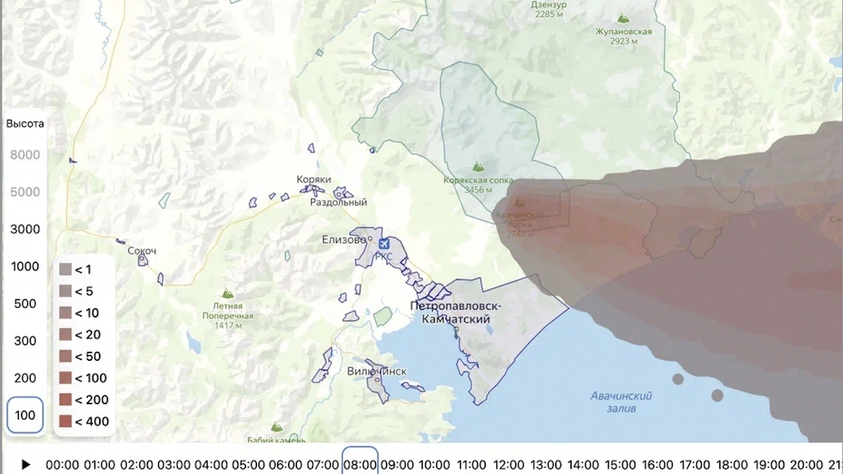 Сервис для прогнозирования распространения вулканического пепла
