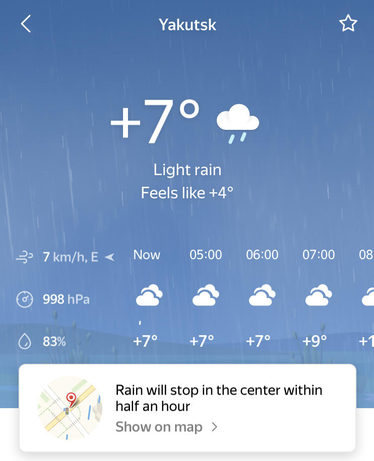 Yandex.Weather with nowcasting