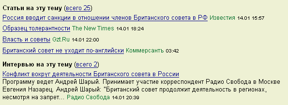 Статьи и интервью в сюжете Яндекс.Новостей