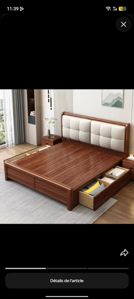 Lit double avec rangement intégré