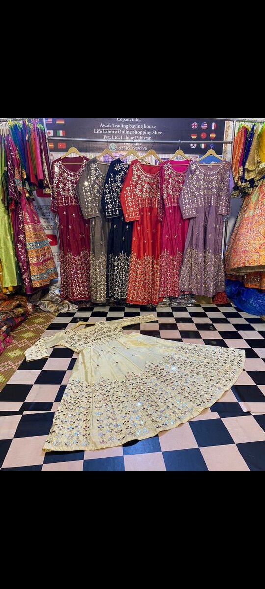 Fixed mirror maxiy Rao silk Fabric (10 colours option availa