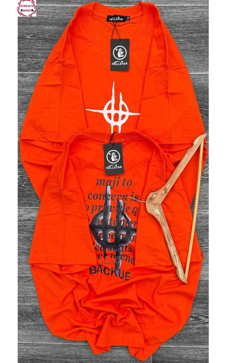 T-shirt orange à imprimé graphique