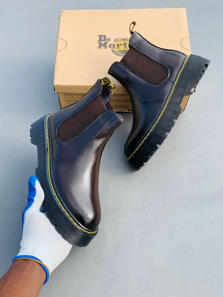 Bottes en cuir noir Dr Martens