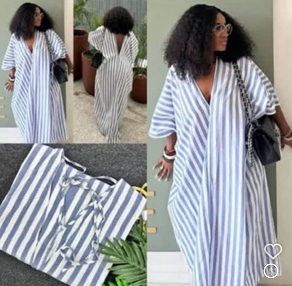 Robe longue rayée chic