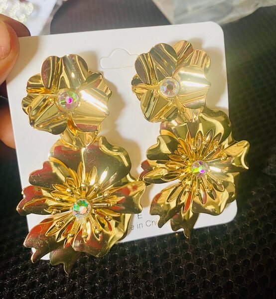 Boucles d'Oreilles Fleur Or