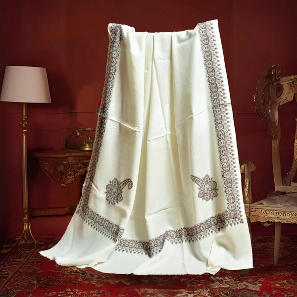 Mughal Charm Kingri Embroidered Shawl - Blue