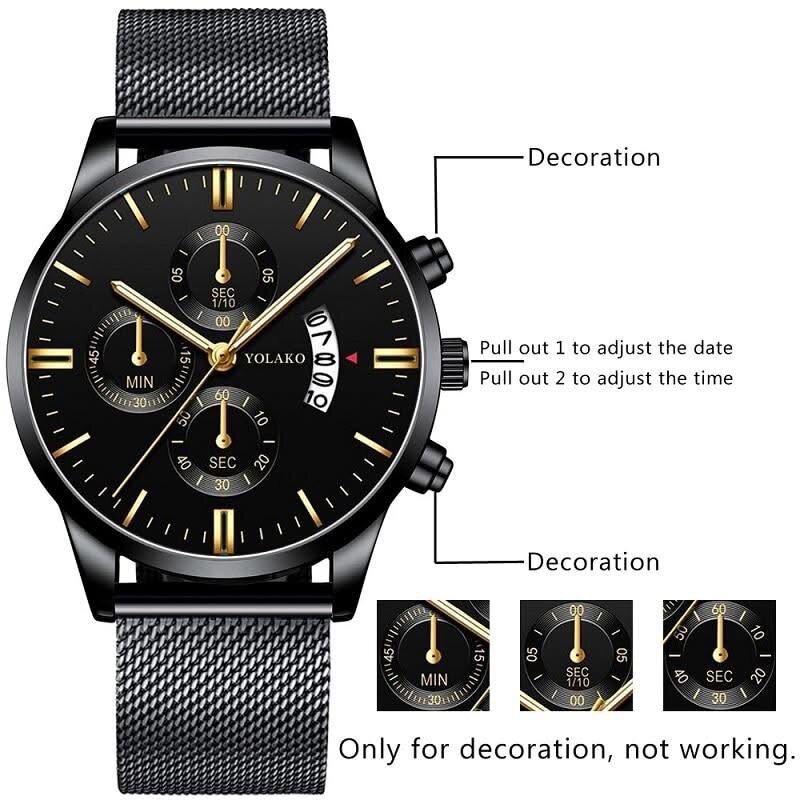 Montre Poedagar en Acier Noir
