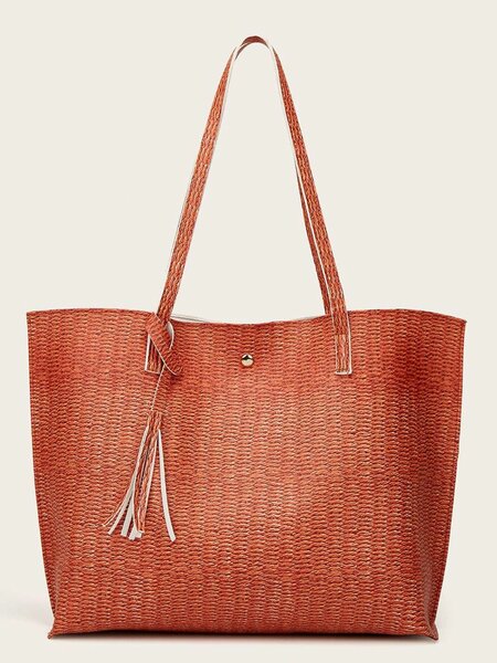 Sac cabas en paille orange