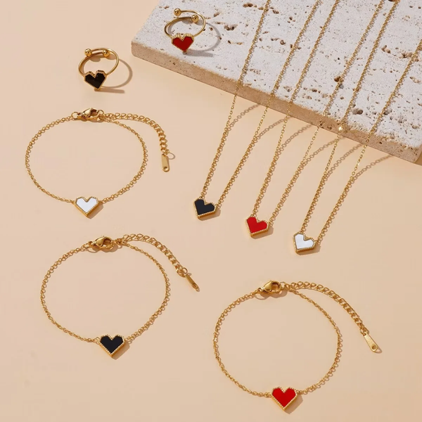 Ensemble de bijoux cœur doré