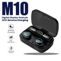 M10 TWS Airpods _ with Super Sound & High Quality Touch Sensors True Stereo Headphones with Built in Mic 10m Transmission Bluetooth Wireless Earbuds , Charging Case Sport Headset for all Bluetooth Smart devices