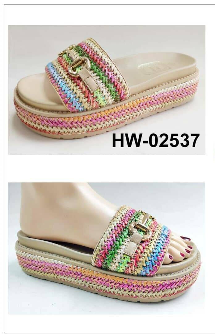 Sandales compensées multicolores