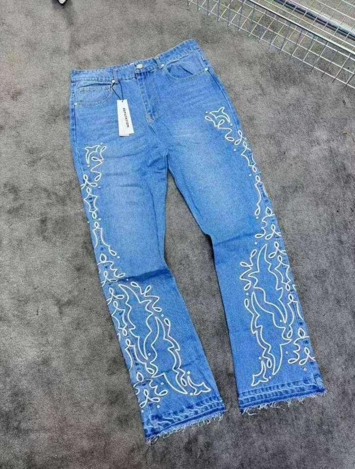 Jean large brodé