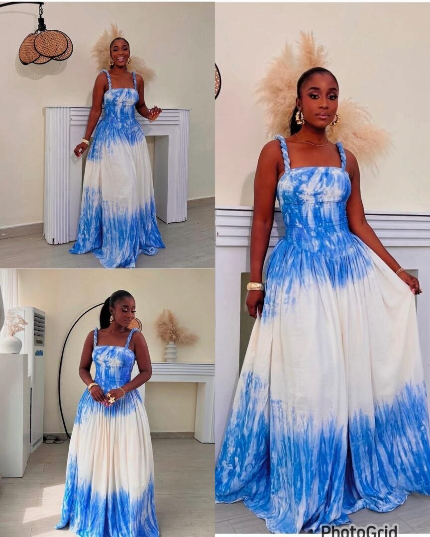Robe longue dégradé bleu