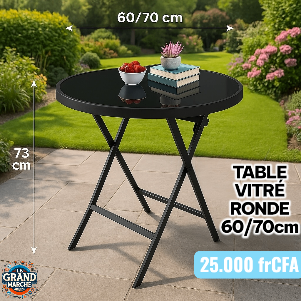 Table Pliable Vitre Ronde