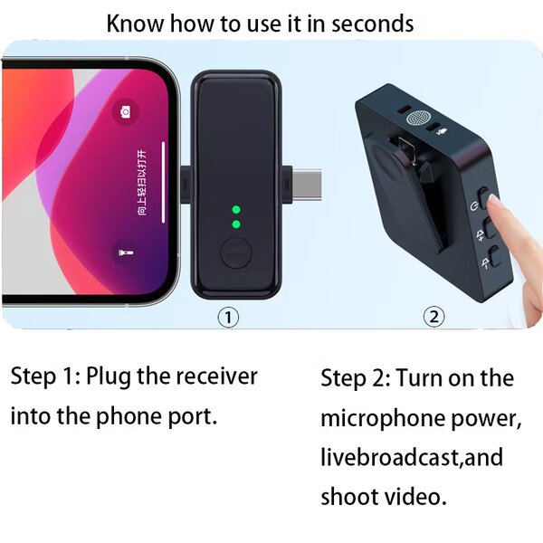 SX31 Wireless Microphone Type-C - Dual Mic Set for Karaoke,