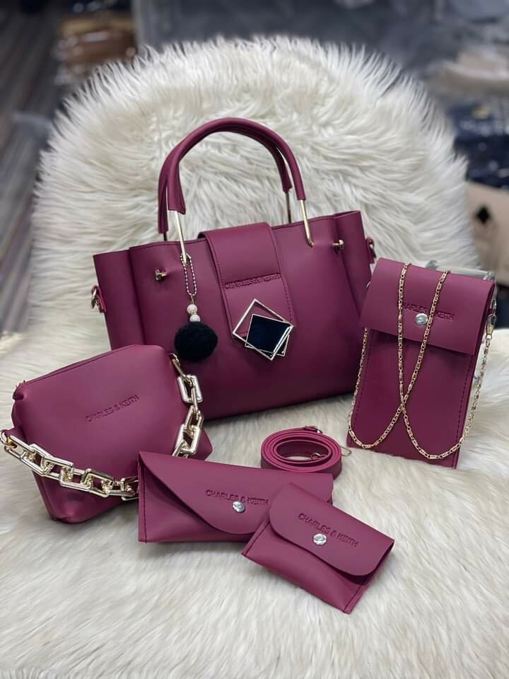 Royal Star (Mehroon)  5-in-1 Handbag Set