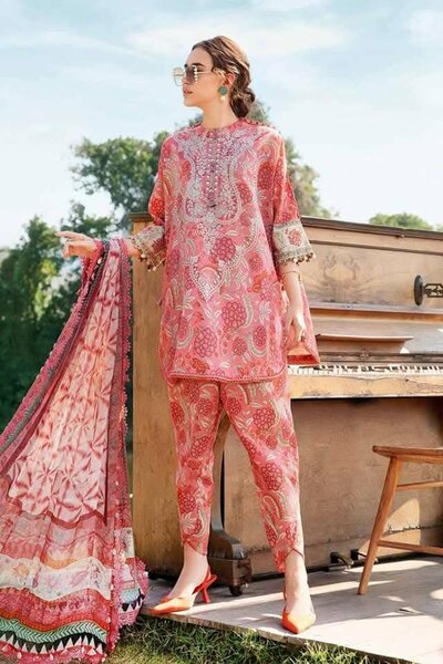 Printed pink lawn