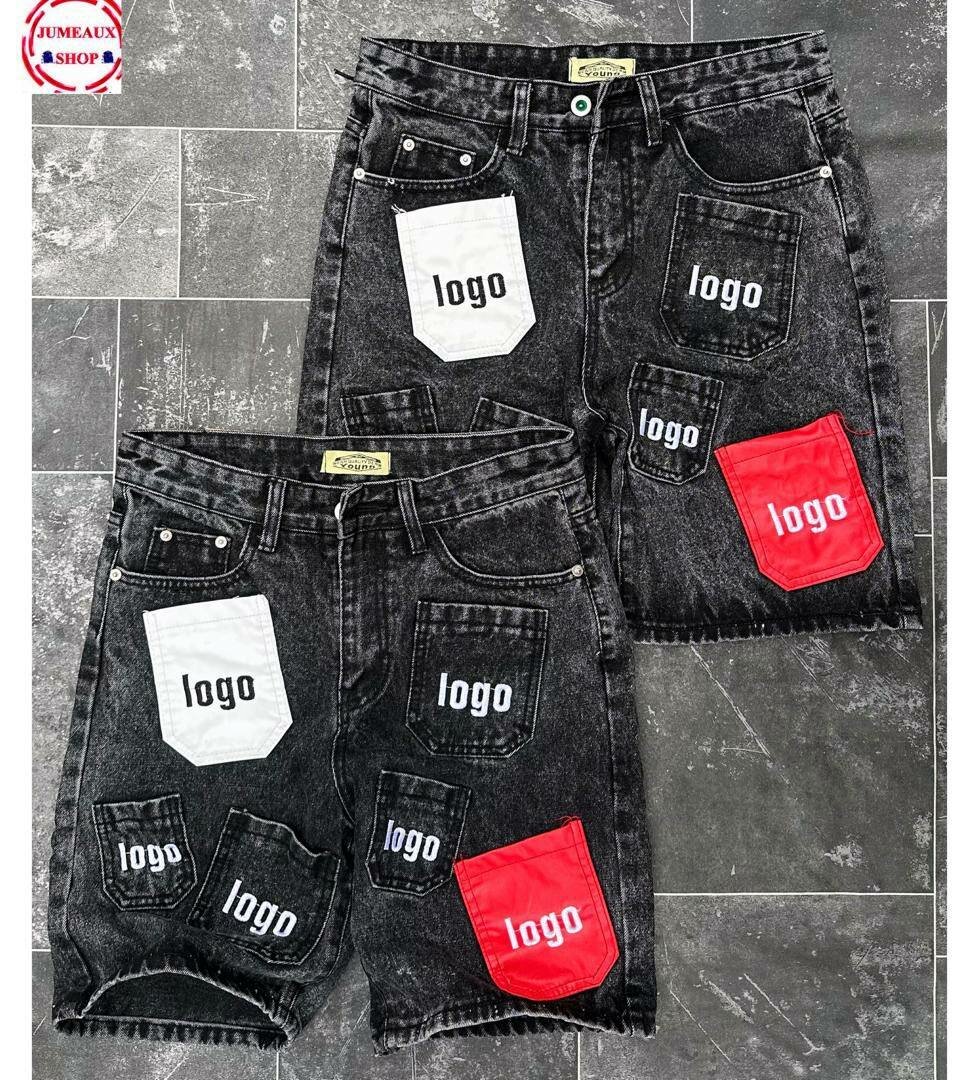 Shorts en jean à poches colorées