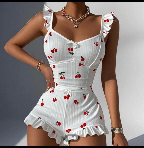 Combishort à motifs fruits