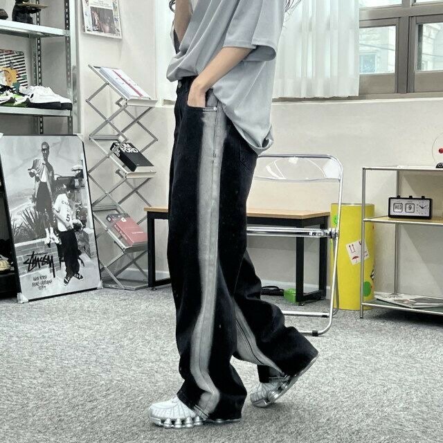 Jean à bandes contrastées hommes