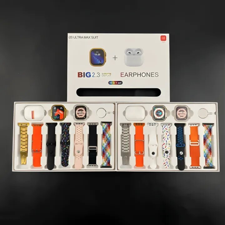 I20 Ultra MAX Suit 10 in 1 Set BT Calling Smart Watch with A