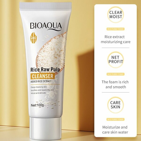 BIOAQUA RICE Face Wash RAW PUIP CLEANSER 100g BQY83840