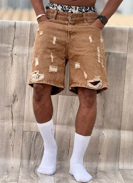Shorts en denim avec motifs style urbain