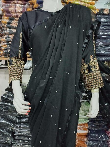 Silk sequins embroidery saree