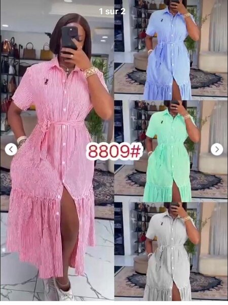 Robe chemise à rayures élégante